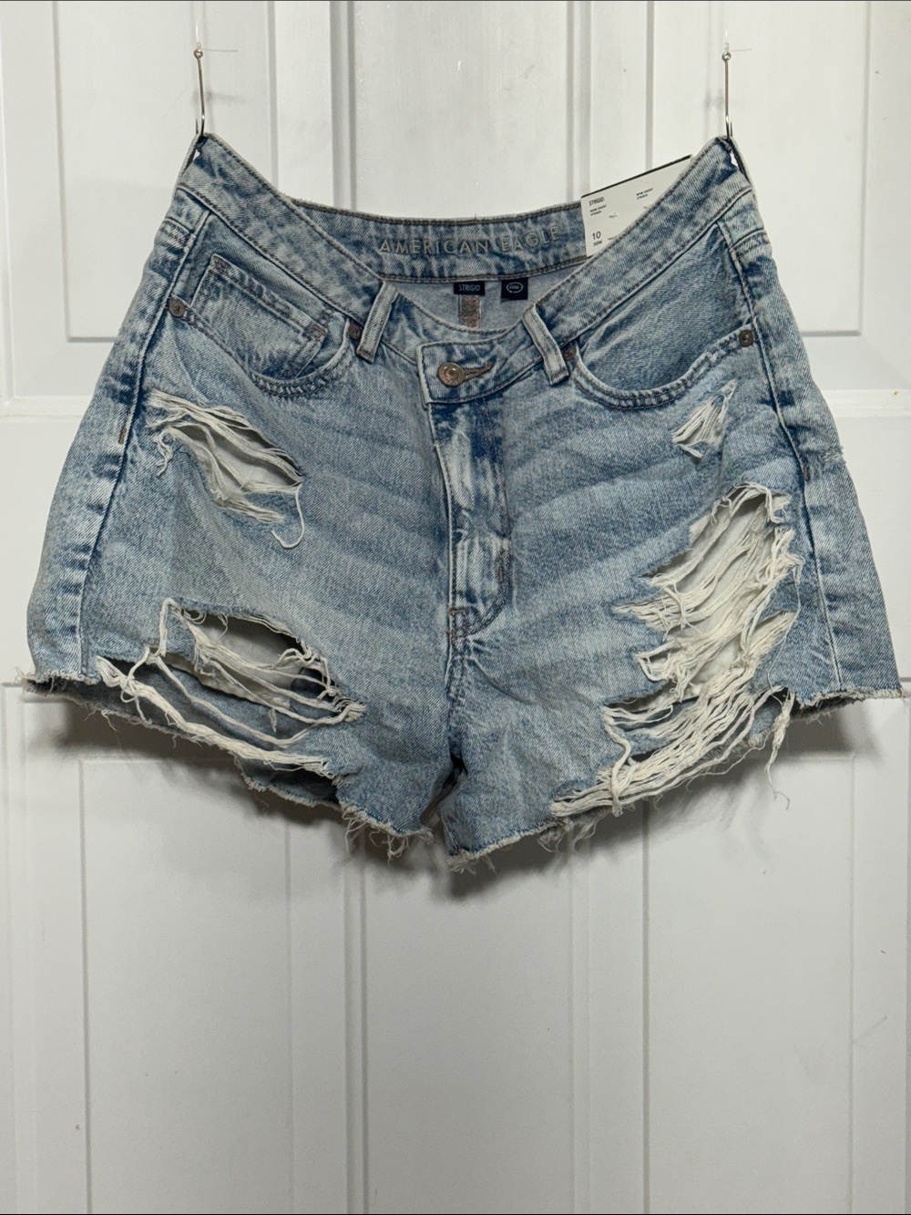 American Eagle Outfitters Light Blue Distressed Denim Shorts
